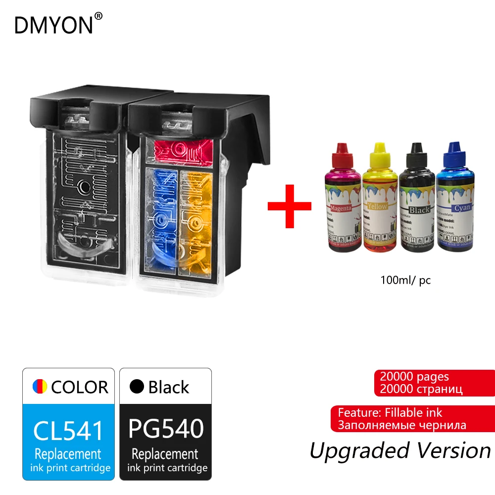 DMYON перезаправляемый картридж PG-540XL CL-541XL Замена для Canon PG540 CL541 для Canon Pixma MG4250 MX375 MX395 MX435 MX455 - Цвет: Black and Tri-color