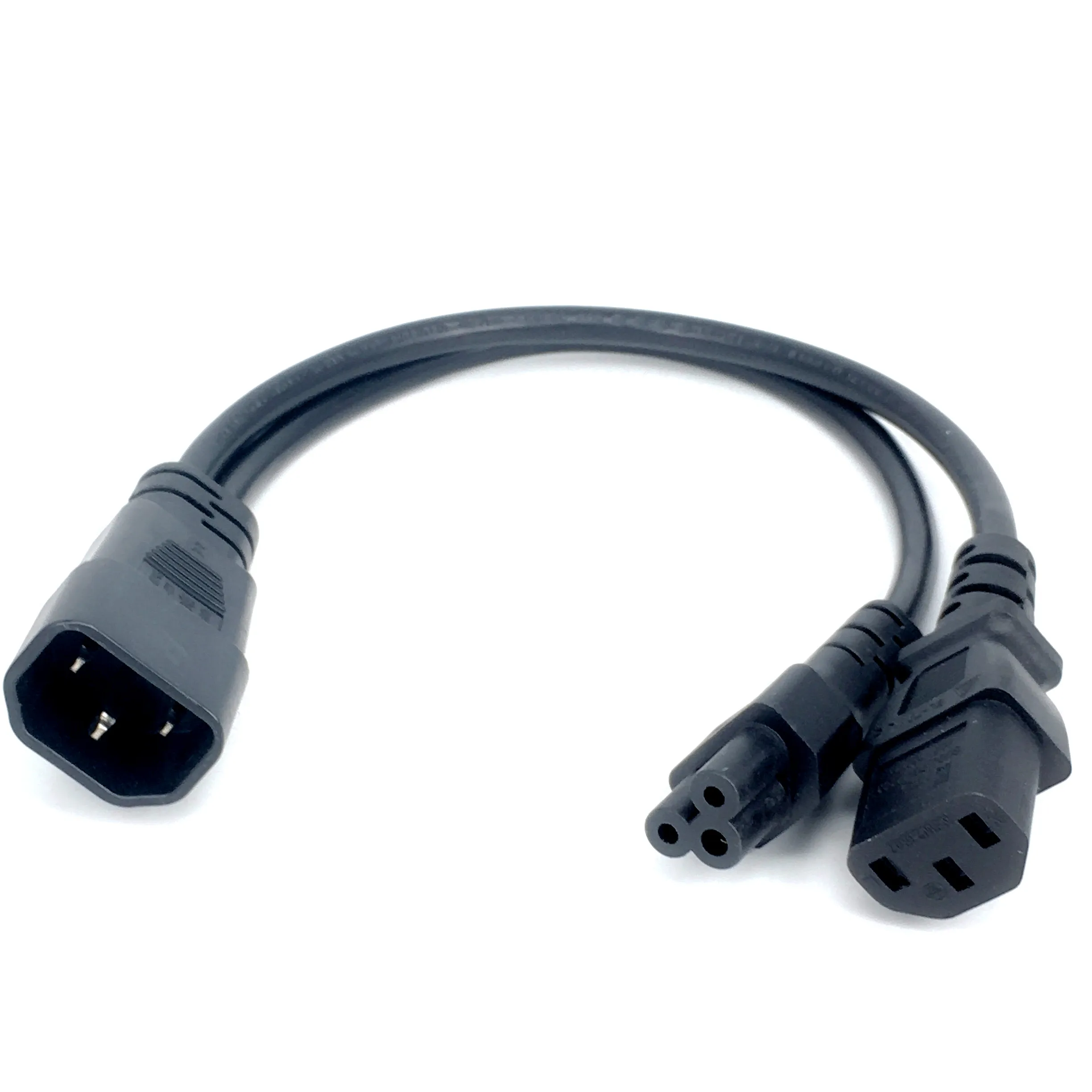 IEC320 C14 C8 auf 2X C7 C5 C13 Y Split AC Netzkabel, IEC Abbildung 8 Stecker auf 2 Buchsen 1 In 2 Out AC Stromkabel 30 cm Schwarz – Detail 6