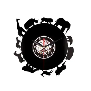 

Vinyl Wall Clock Vinyl Record Creative Wall Clock - Animal Without Light
