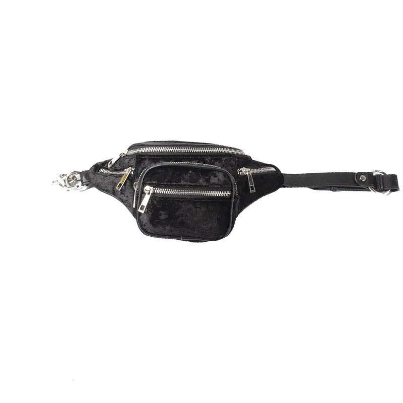 velvet black Бренд поясные сумки бархат поясная сумка из натуральной кожи сумка-портфель чехол на молнии ноги груди мешок Для женщин Для мужчин сумка "Почтальон" на ремне сумки кошельки Малый цепи сумки - Цвет: velvet black