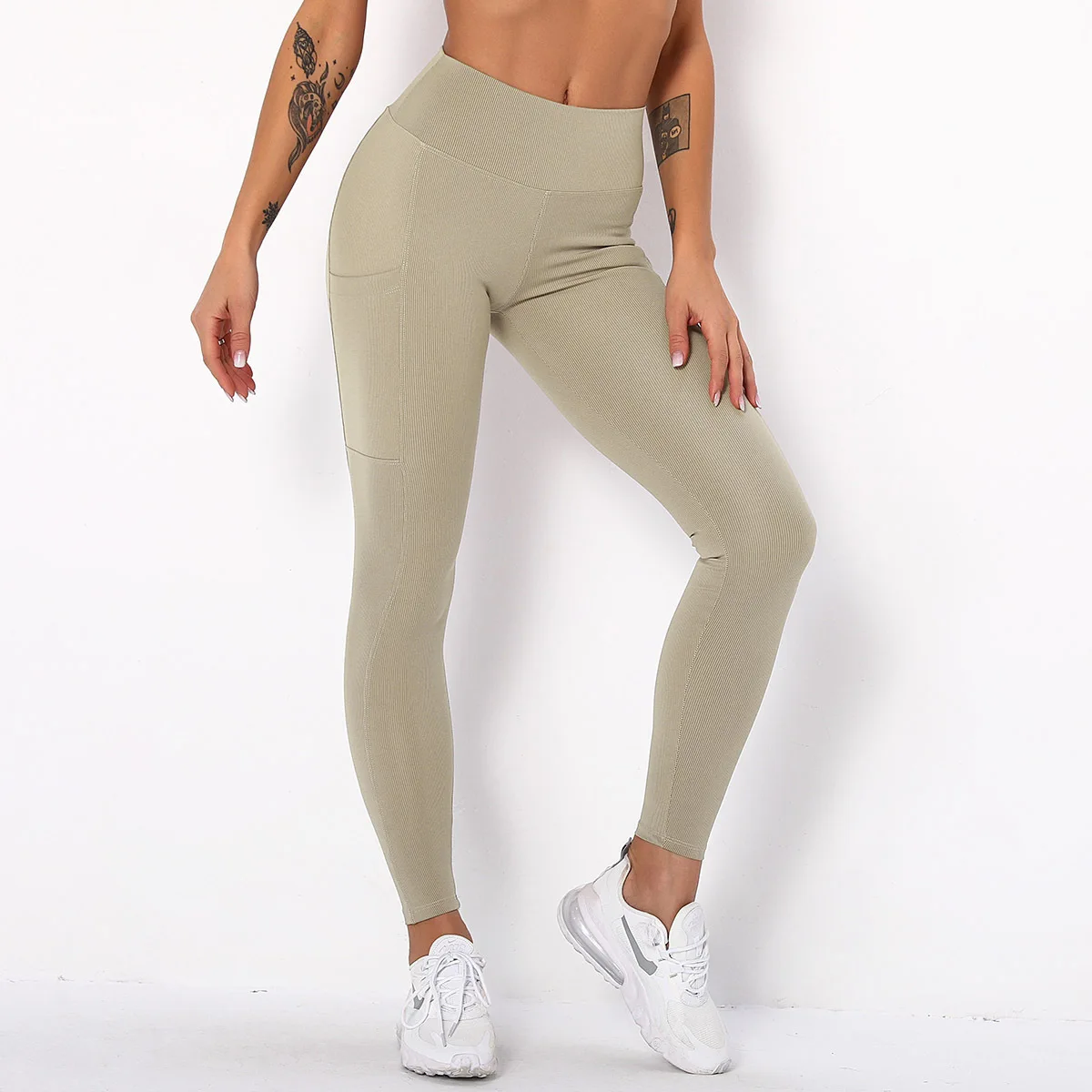 Ribbed Yoga Pants Stripe Sport Woman 