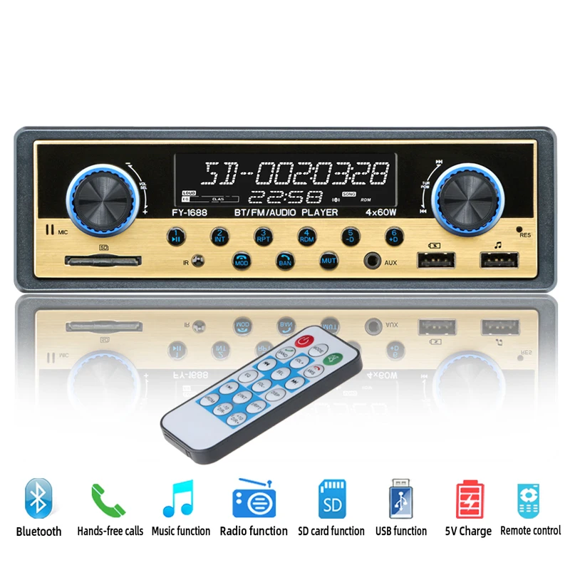 

Car Radio coche Autoradio Bluetooth FM Stereo Audio Aux Receiver USB Autostereo Auto Electronics 1 din Car MP3 Multimedia Player