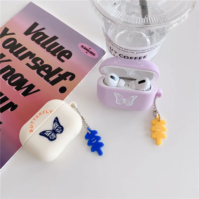 Модный красивый чехол бабочка для Airpods Pro 2 с милым мультяшным рисунком мягкий