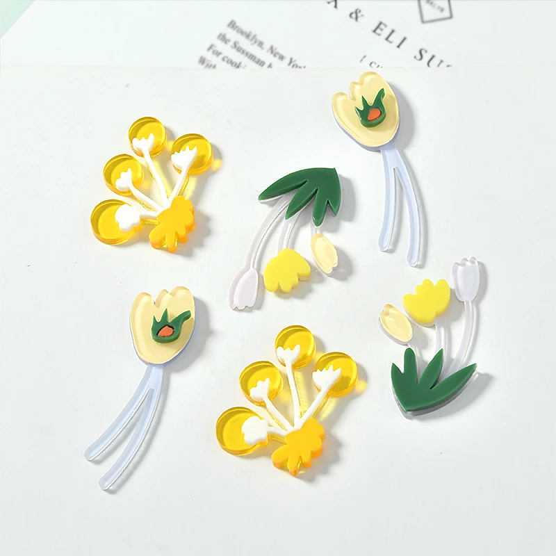 

Tulip Pear Acrylic Stitching Patch DIY Handmade Earrings Jewelry Stud Earring Accessories Material 10pcs Floral Patch Sticker