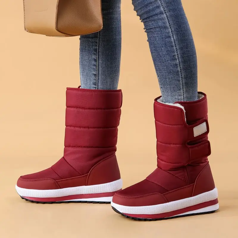 Coolcept Size 36-41 Women Snow Boots Thick Fur Warm Winnter Shoes Women Plush Fashion Waterproof Shoes Cotton Boot Lady Footwear