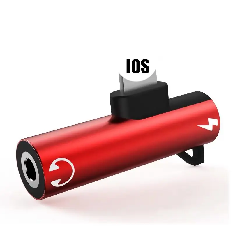 2 в 1 кабель-адаптер для iPhone 7 8 Lighting XS Max XR X конвертер для быстрой зарядки освещения 3,5 мм Auido гарнитура разъем для наушников - Цвет: Красный