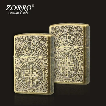 

Wind Proof Kerosene Personality Portable Cigarette Lighter Pure Copper Shell Machine Constantine Three Side Ring Cutting Process