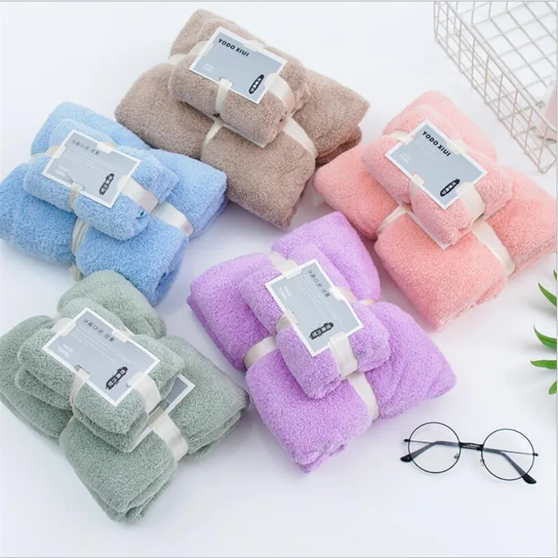 Microfiber Towel Set 17 Colors Coral Fleece Hair Drying Towel Microfibre Swimming Hand Bath Towel Sets Bathroom Towels Microfiber Set