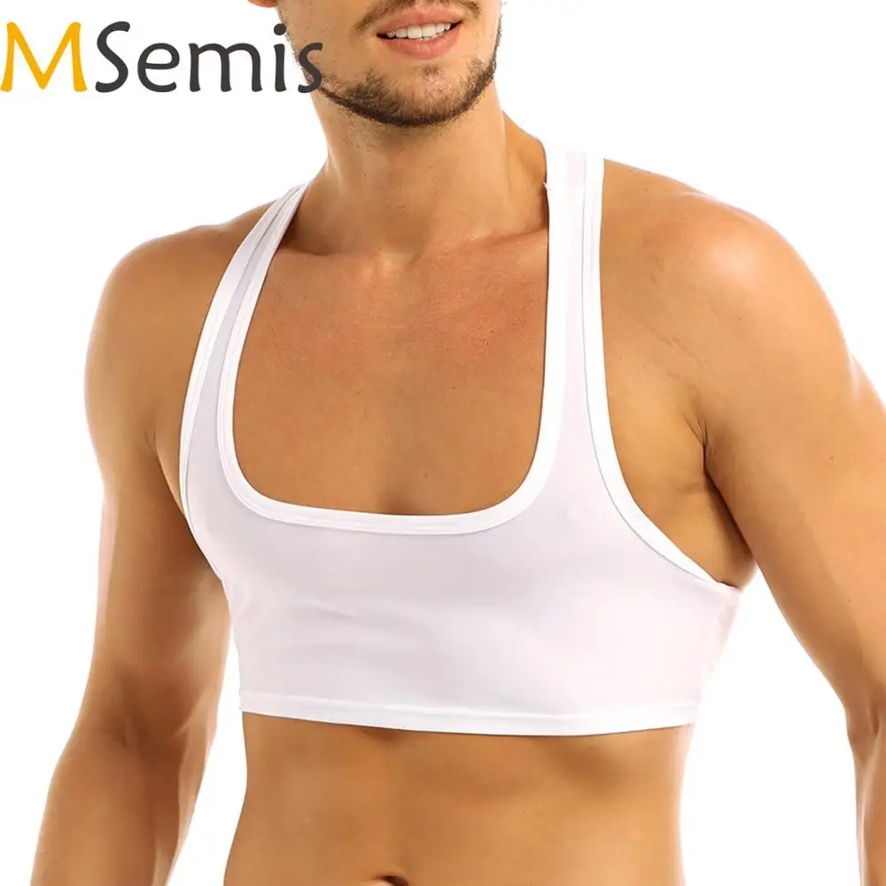 Мужские кроп топы MSemis майка без рукавов мужская с коротким рукавом футболка для