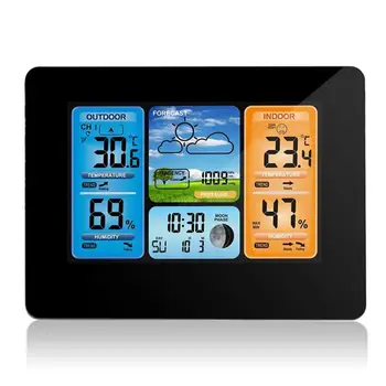 

Multifunction Plastic Wireless Weather Station Forecast Digital Alarm Clock Indoor Humidity Thermo-Hygrometer Office Livingroom