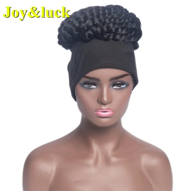 Headband Synthetic Wig Short Afro Kinky Curly Hair Wigs For Black Women Fluffy Curls Hairband African Turban Wrap Hair 25