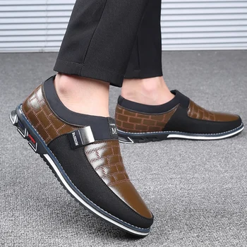 

Man Shoes Leather Genuine Plus Size 38-48 Fashion Gingham Comfy Loafers Men Rubber Mixed Colors Driving Shoes Man