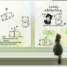 Детская комната Очаровательная кошка спальня прикроватная фоновая мебель холодильник украшения стеклянной наклейки на стену