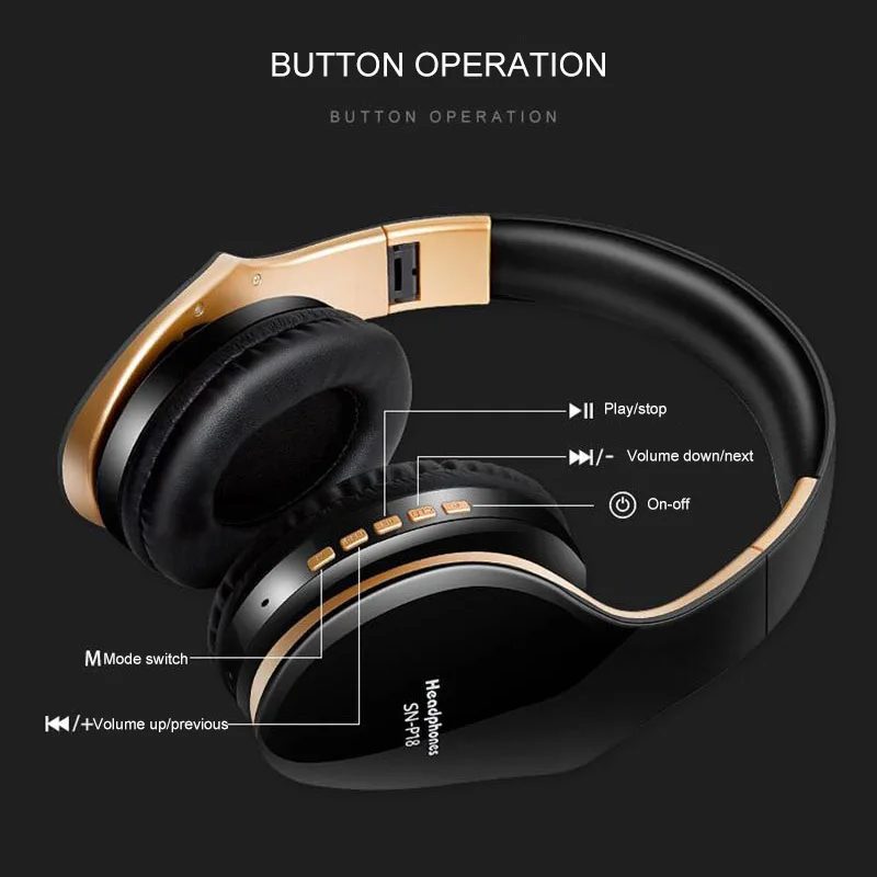 PunnkFunnk Wireless Headphones V5 0 EDR Bluetooth Headset For Mobile Phone Mp3 Foldable Stereo Noise Reduction Gaming Earphones