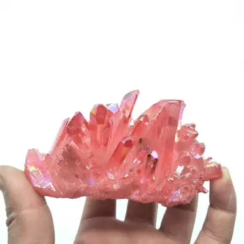 

1pc 200g-300g electroplating Crystal rock Quartz Cluster pink color Titanium Quartz geode Angel Aura Crystal Cluster for sale