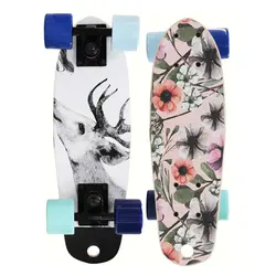 17inch Super Mini Cruiser Kids Adult Road Skating Wood Flat Skate Board Skateboard Elegant Small Size 10 Colors Skates Patins
