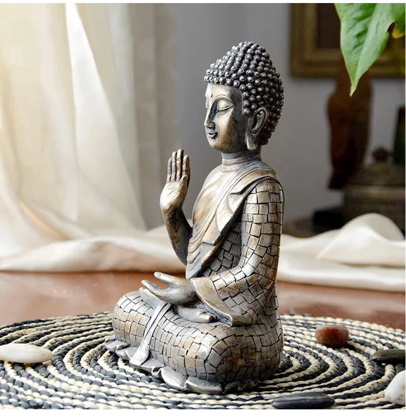 Strongwell Смола Имитация медь буддизм Bodhisattva статуя Будды Шакьямуни скульптура Будды голова Будды Смола Ремесло Декор
