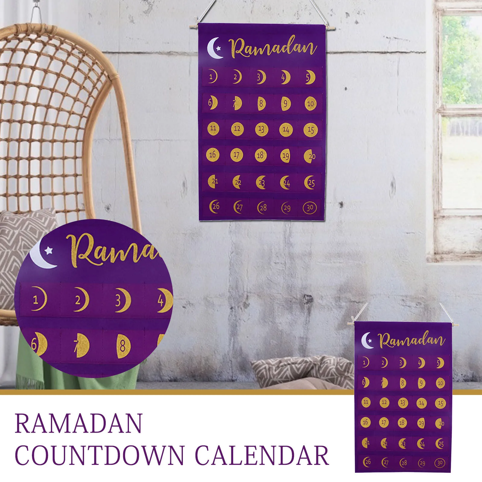 Eid Al Fitr Ramadan Blanket Cloth Art Countdown Calendar Home Fashion