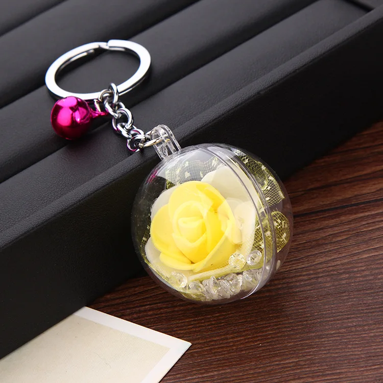 Креативный брелок с розой и колокольчиком для ключей пара Студенческая сумка висячий орнамент подвеска для ключей для влюбленных