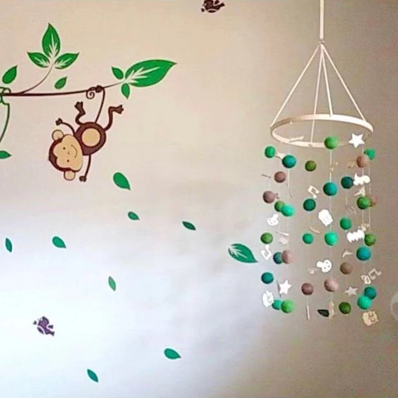 Baby Rattles Nordic Wind Chime Bed Bell Room Decoration Photography Props Wooden Rattle Mobile Activity Play Gym Baby Toys