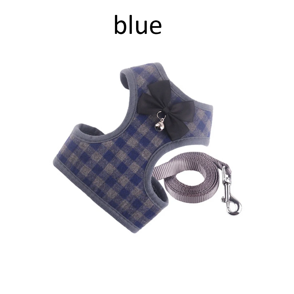 blue Поводок для маленьких собак и поводок, набор для домашних животных, кошек, жилет с бантом, сетчатый мягкий жилет для маленьких щенков, чихуахуа, собак - Цвет: blue