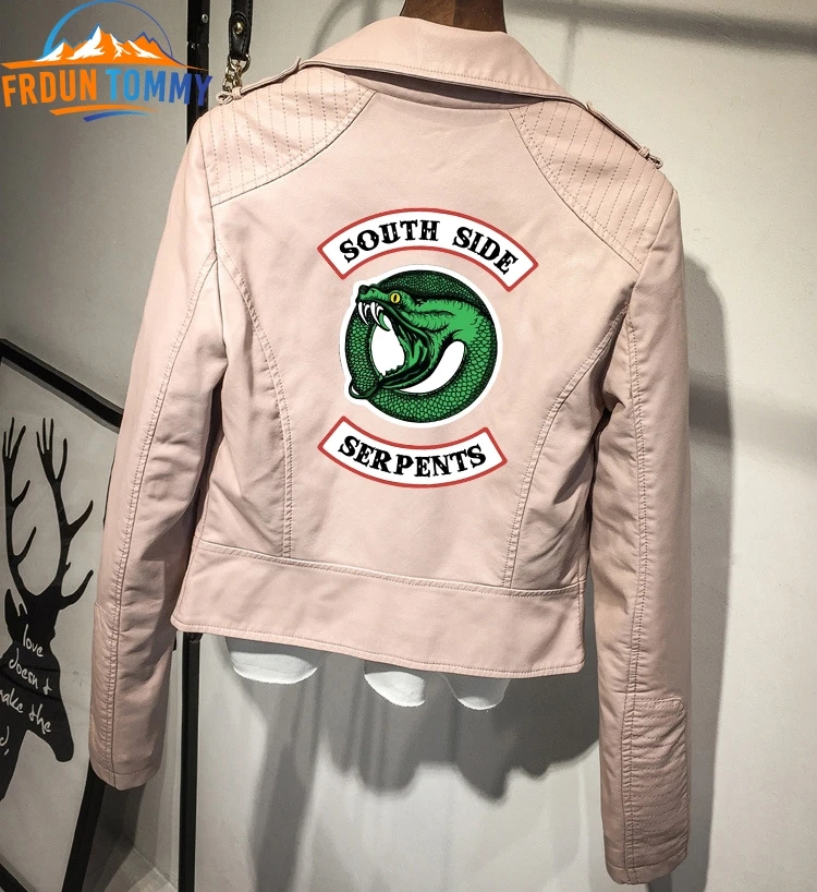 Ривердейл PU Southside кожаные куртки ривердейла Serpents розовый/черный женщин ривердейл серпентс уличная куртка на заказ