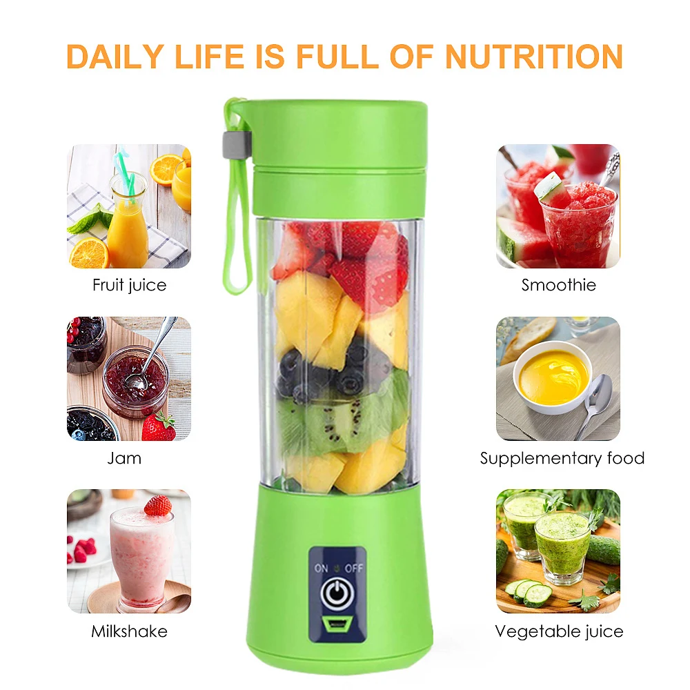 

380ml Juicer Cup Electric USB Rechargeable Juicer Smoothie Fruit Machine Mini Juice Cup Maker Fast Blenders Food Processor