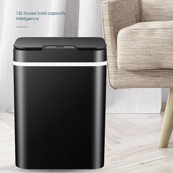 

Newest Trash Can Garbage Touchless Automatic Stainless Steel for Home Kitchen Bedroom