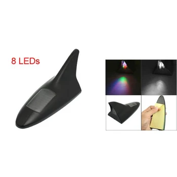 

Car Solar 8 LED Flash Light Shark Fin Decorative Antenna Decor Black