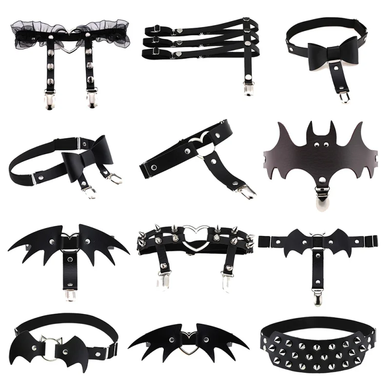 

Newest Womens Sexy Elasticity Harness Heart Leg Chain Garter Belts Cosplay Spike High Quality Elastic Thigh Ring Garter