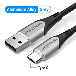 Vention 3A Nylon Fast Charger Micro USB Cable - 3m (Type C Grey)