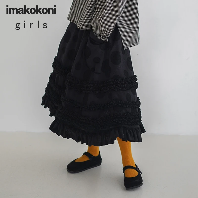 Черная юбка imakokoni средней длины оригинальный женский дизайн тонкая на осень и