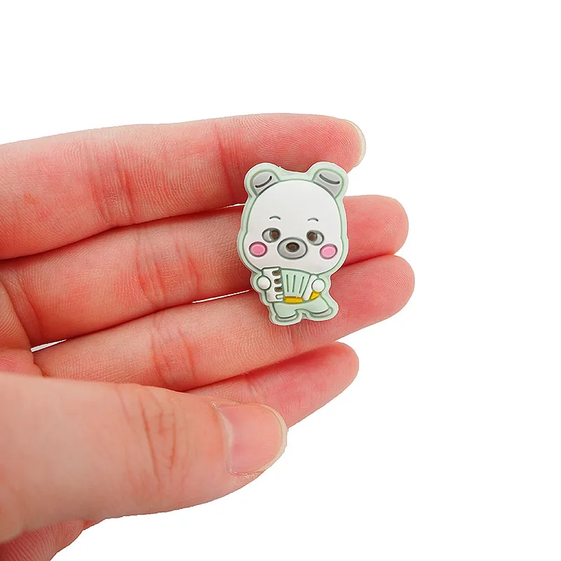 Chenkai 10PCS Cute Bear Silicone Loose Beads Silicone Teething Toys BPA Free For DIY Baby Nursing Shower Necklace Chain Gift