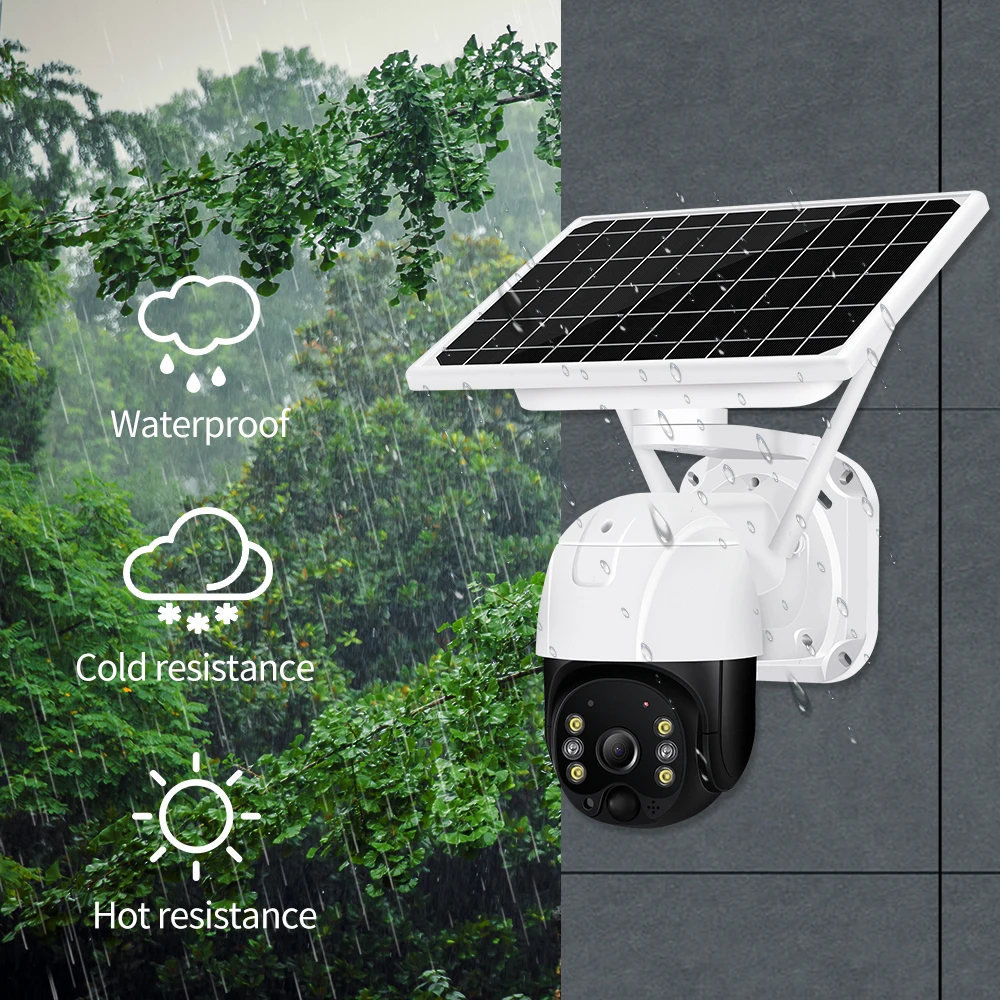 5MP 4G SIM Card Wifi Solar Camera PTZ Outdoor PIR Human Detection Audio Wireless Color Night Vision CCTV Battery Security Camera