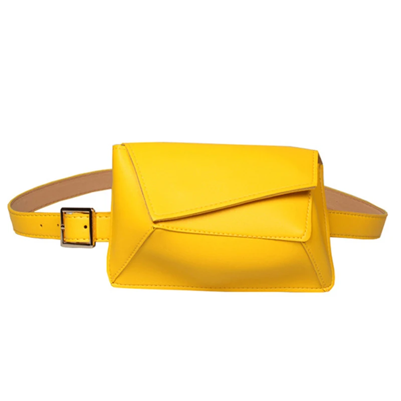 Yellow belt bag Женская сумка на пояс, модная сумка из искусственной кожи, поясная сумка, сумки на пояс неправильной формы, нагрудные сумки, сумка через плечо, винтажная цепочка, сумка на бедро - Цвет: Yellow belt bag