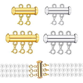 

Layered Necklace Detangle - Magnetic Slide Lock Clasps for Bracelet Necklace Jewelry Making (Silver&Golden)