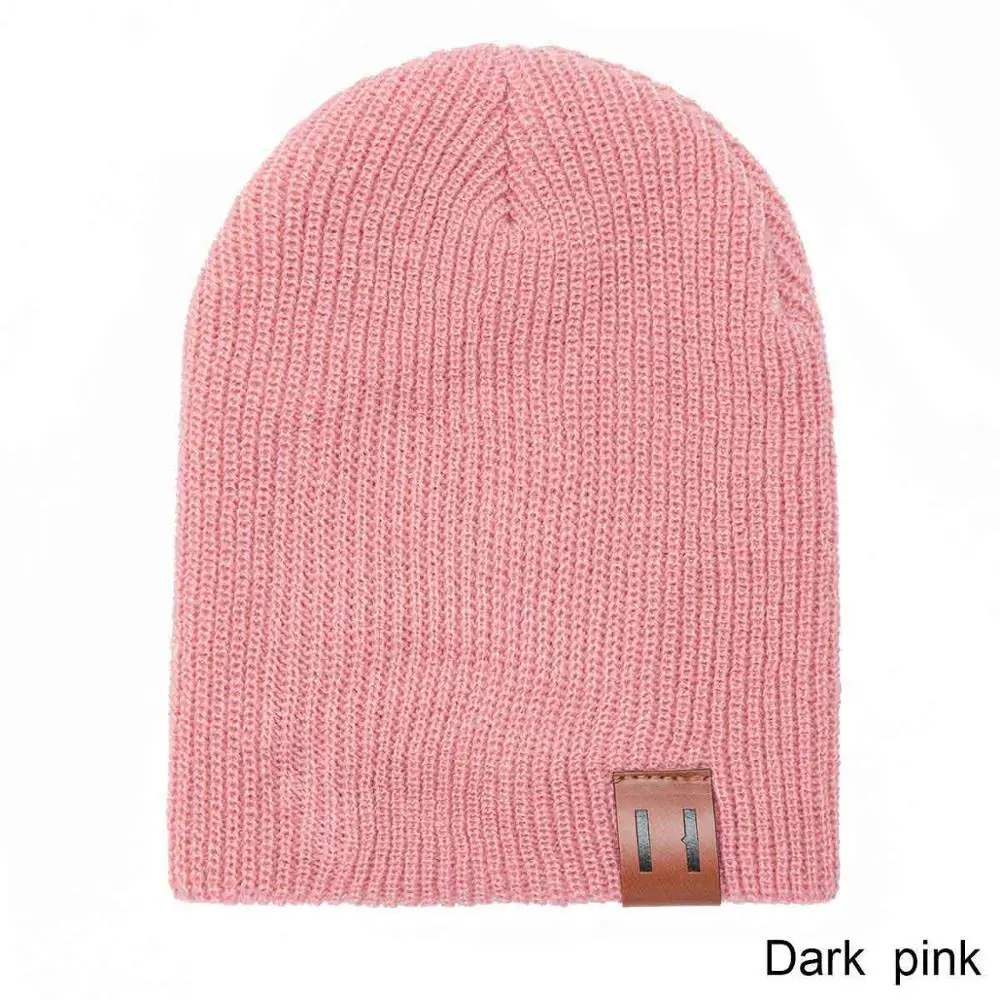 Модные детские зимние шапки для мальчиков и девочек, вязаная осенне-зимняя теплая шапка, одноцветная эластичная шапка для детей от 0 до 5 лет