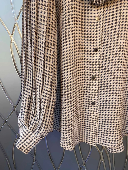 The new autumn and winter women's wild crimping sleeves breasted Houndstooth jacket 1213
