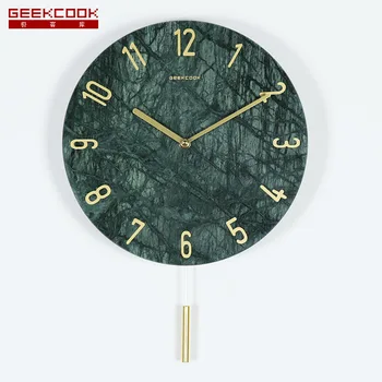 

Simple Nordic Wall Clock Modern Design Marble Creative Pendulum Wall Clocks Silent Reloj De Pared Home Decoration BZ50WC