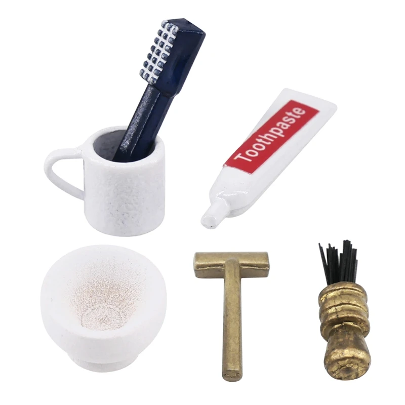 

Doll house accessories 3 pcs/ Set Mini bathroom toothbrush toothpaste cup cover children's default game toys comfort