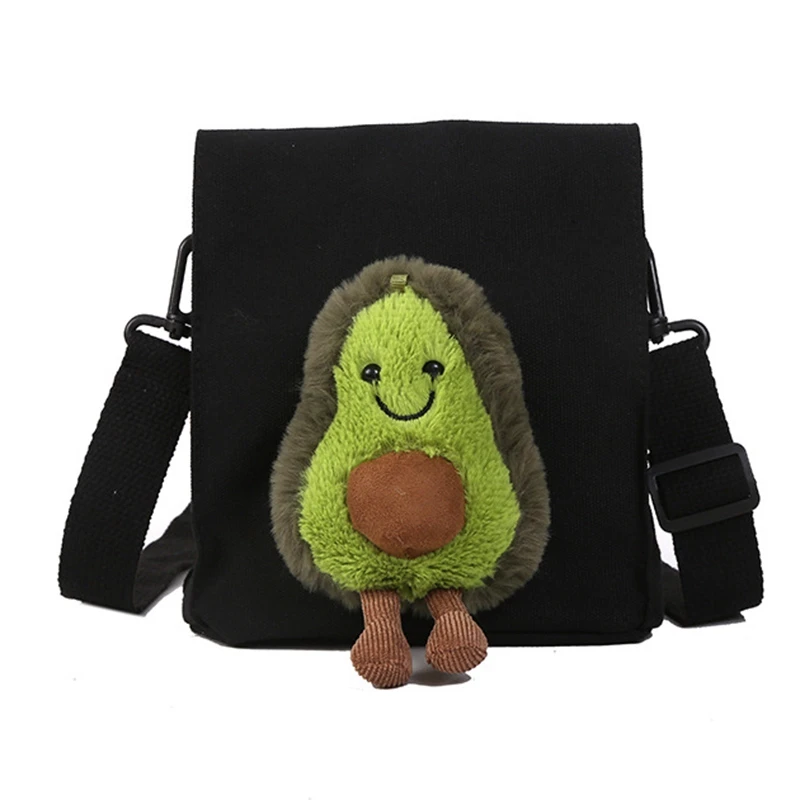 

Cute Avocado Doll Crossbody Canvas Bag Funny Cartoon Student Mini Travel Shoulder Bag Coin Purse