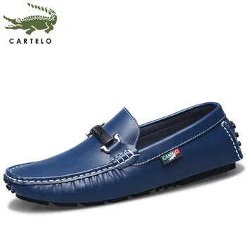

CARTELO men's shoes summer new soft leather sole pedal casual shoes men's wild beanie shoes men