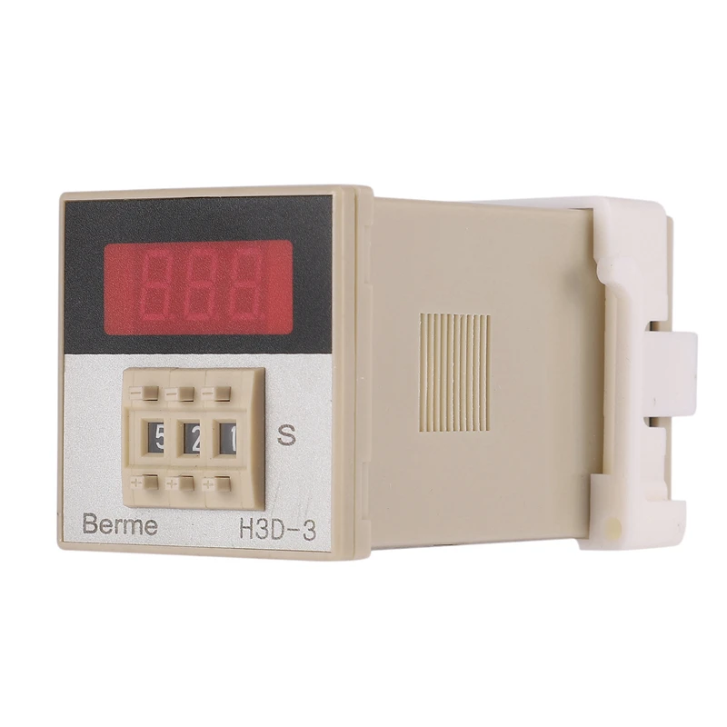 

H3D-3 AC220V Digital LED Delay Time Relay Timer Time Control Switch 999 SEC 8-Pin Flame-Retardant PVC Shell
