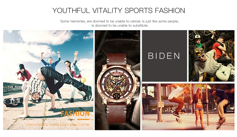 BIDEN Топ бренд для мужчин новая мода автоматические механические часы со скелетом Tourbillon водонепроницаемые спортивные мужские наручные часы Relogio