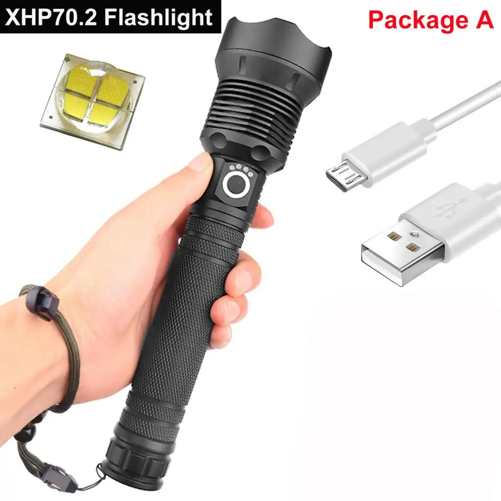 Светодиодный фонарик водонепроницаемый XHP70.2 Linterna 3* XHP50 самый мощный светодиодный фонарь с 18650 или 26650 перезаряжаемой батареей для кемпинга - Испускаемый цвет: A