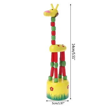 

Funny Baby Kids Intelligence Developmental Educational Wooden Colorful Rocking Giraffe Toy Dancing Stand Gift 72XC