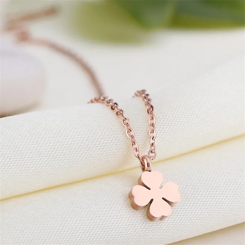 Модное ожерелье YUN RUO цвета розового золота с подвеской в виде цветка на удачу