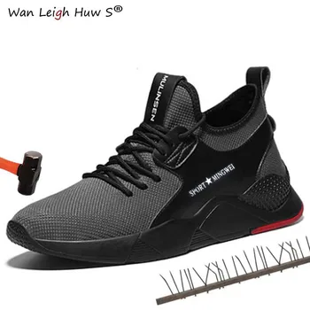

Summer Men's Outdoor Breathable Mesh Light & Comfortable Steel Toe Protective Work Shoes Boots Men Puncture Proof Safety Shoes