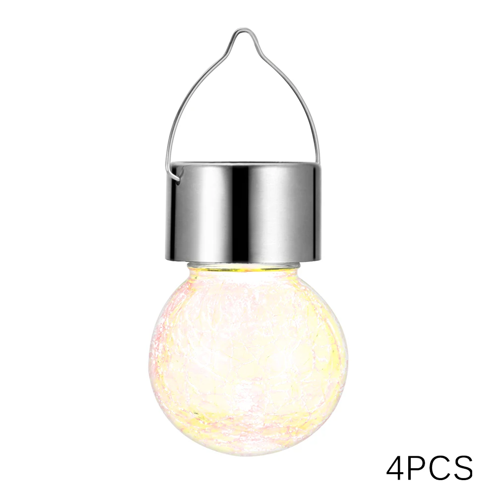 4 упаковки подвесные светильники, питающиеся от солнца многоцветные меняющие треснувшее стекло висячая лампа-светильник водонепроницаемые уличные солнечные гирлянды для сада