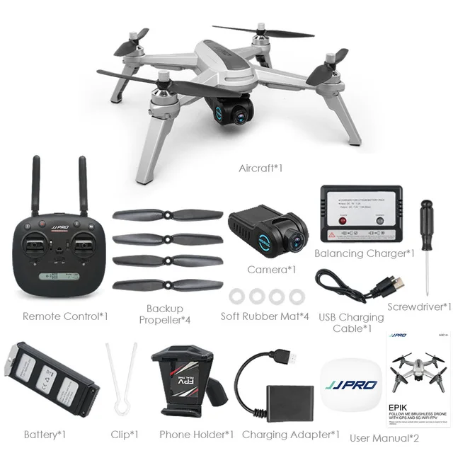 JJRC X5 5G-WIFI FPV Дрон бесщеточный gps вертолет с камерой 90 ° 2K RC Дрон сверхдлительный срок службы 1800mAh Квадрокоптер - Цвет: silver-1battery